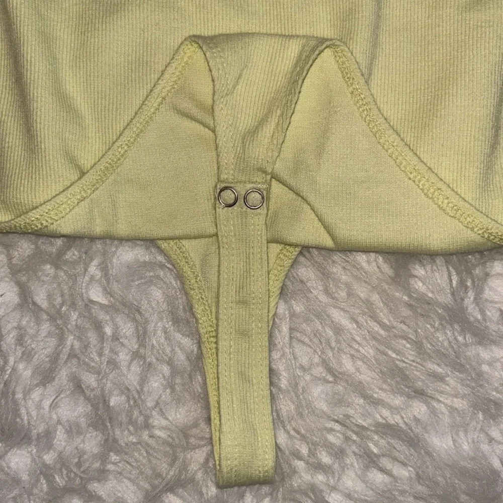 BP Square Neck Bodysuit Ribbed Yellow, Size Small - Picture 7 of 14